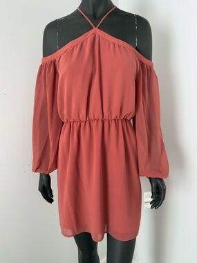 289. WAYF NWT Cold-Shoulder Halter Neck Dress in Dusty Rose Med